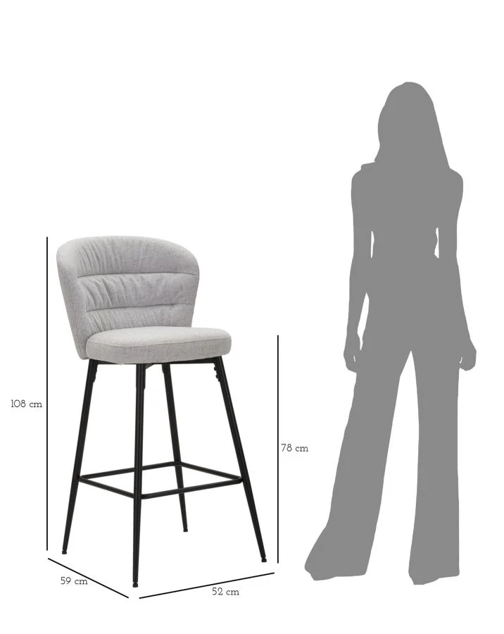Sgabelli Bar Losanna Grigi - Set da 2 Pz con Design Retrò 52x59x108 cm - Image 10