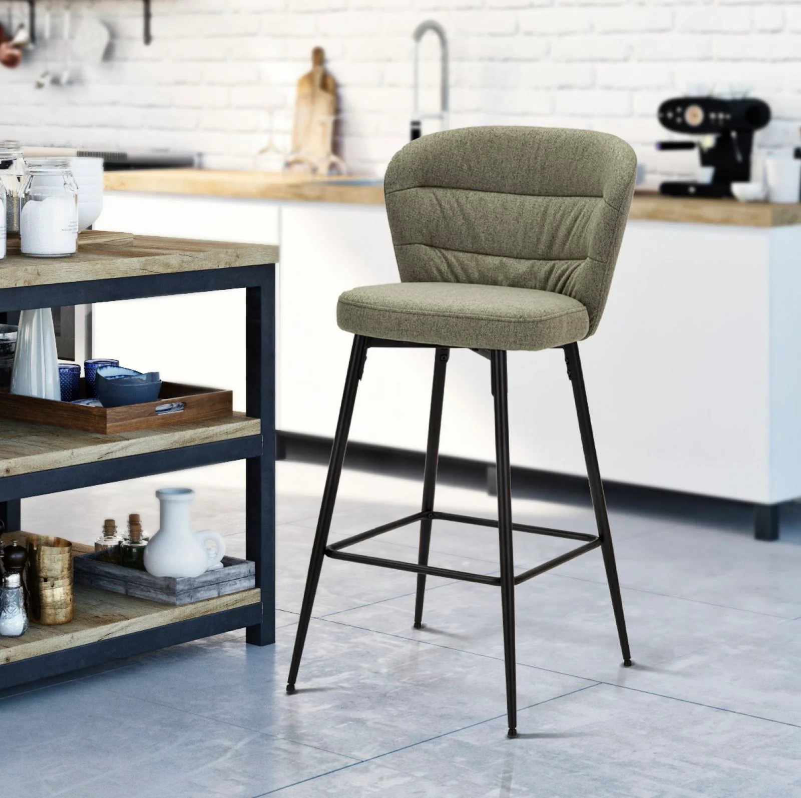 Sgabelli Bar Losanna Verde - Set di 2 Pz Eleganti cm 52x59x108 - Image 9