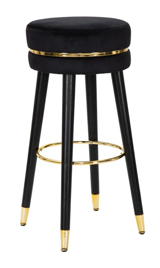 Sgabello Bar Paris Eleganza Nero/Oro cm ø 35x74