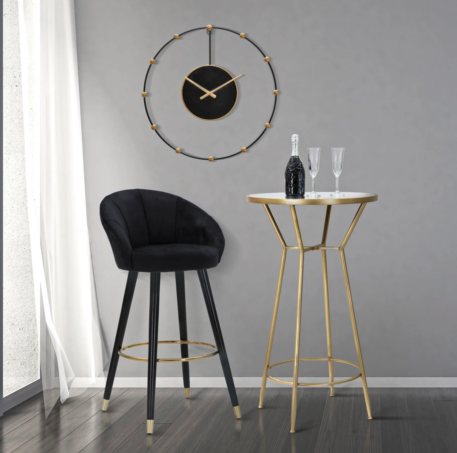 Sgabello Bar Elegante Prague Nero 55x56x104 cm - Image 8