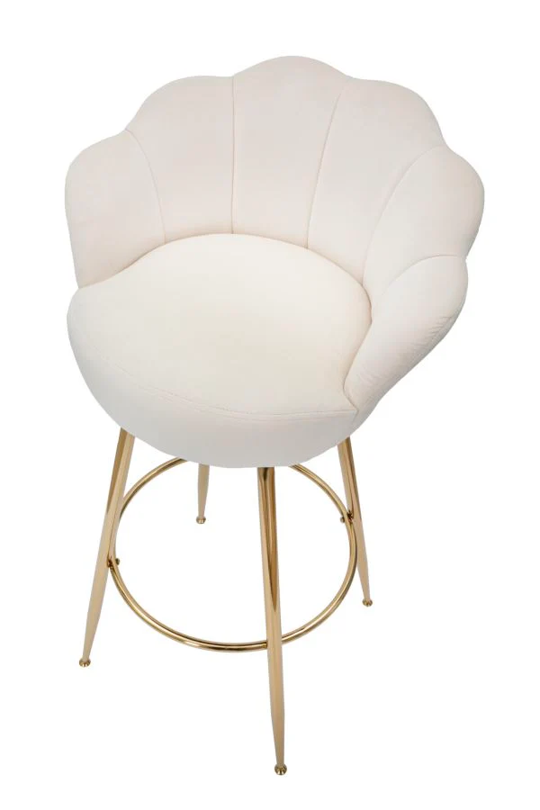 Sgabello bar Vienna in velluto crema con gambe dorate cm 55x53x110 - Image 4