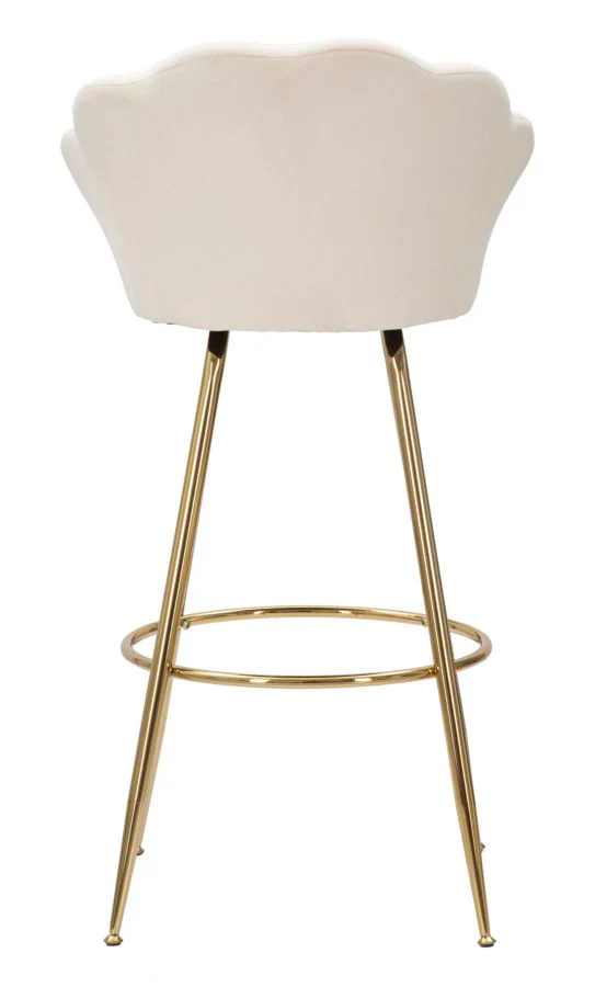 Sgabello bar Vienna in velluto crema con gambe dorate cm 55x53x110 - Image 7