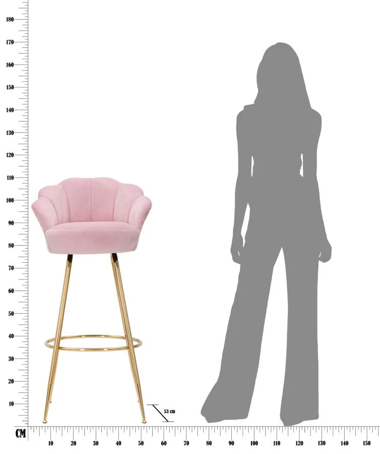 Sgabello Bar Vienna in Velluto Rosa 55x53x110 cm - Image 3