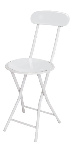 Sgabello alto richiudibile con spalliera – Pippo Glossy, bianco