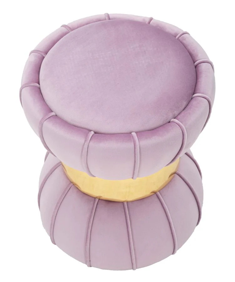 Sgabello Flower Elegante in Velluto Rosa Ø 40 cm, Altezza 44 cm - Image 2