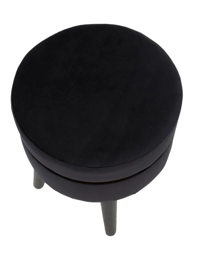 Sgabello Elegante Paris in Velluto Nero Ø 35 cm, Altezza 40,5 cm - Image 6