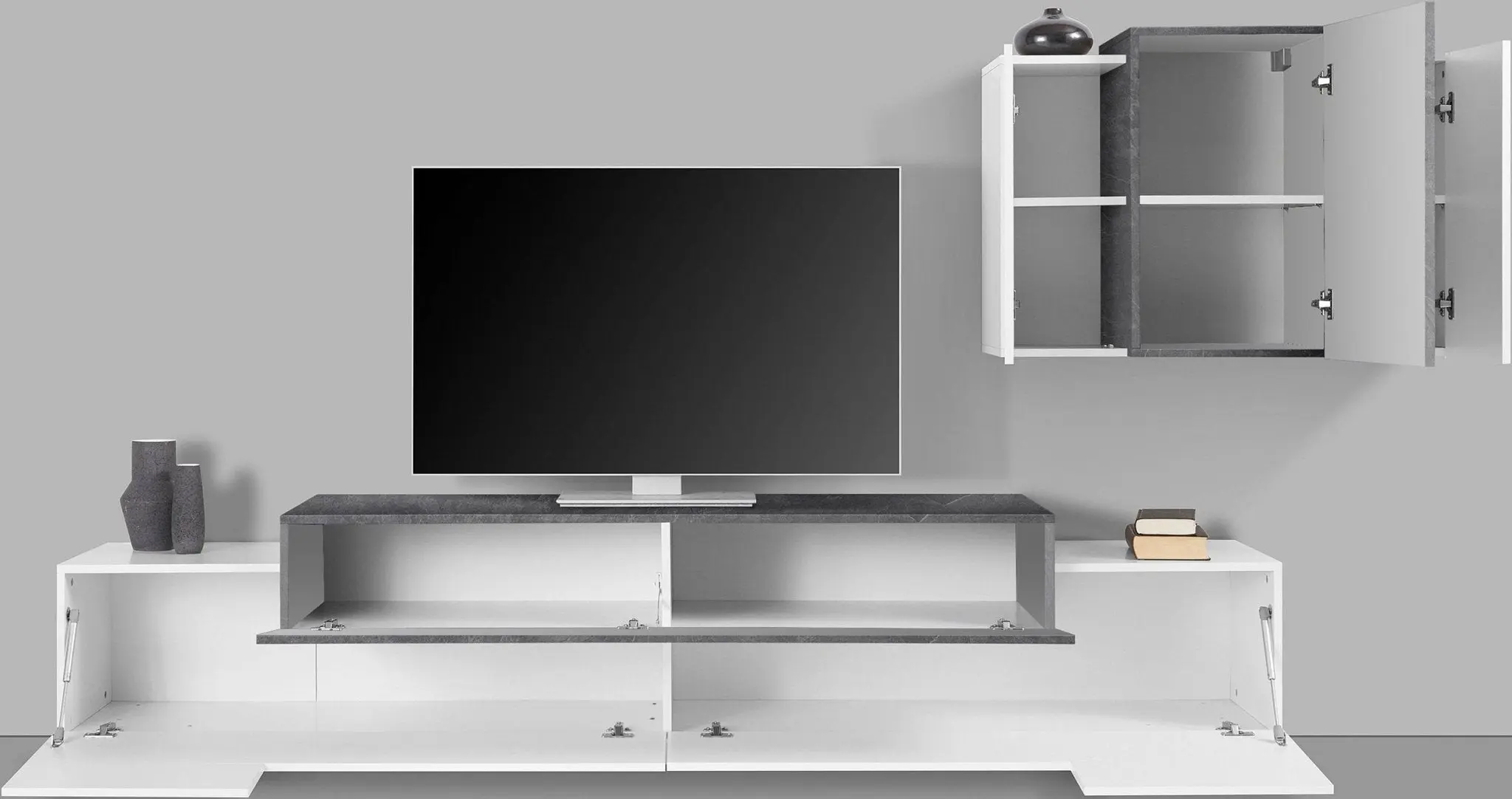 Soggiorno CORO: Porta TV+ Pensile Bianco Lucido - Report - Image 2