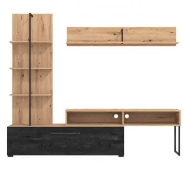 Soggiorno Evora Rovere Artigiano e Carbon - Dimensioni: cm 205 x 41,5 x 173 h - Image 7