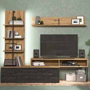 Soggiorno Evora Rovere Artigiano e Carbon - Dimensioni: cm 205 x 41,5 x 173 h - Image 8