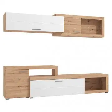 Soggiorno Kanas Rovere Artigiano e Bianco Laccato cm 248,5 x 41,5 x 201 h - Image 6
