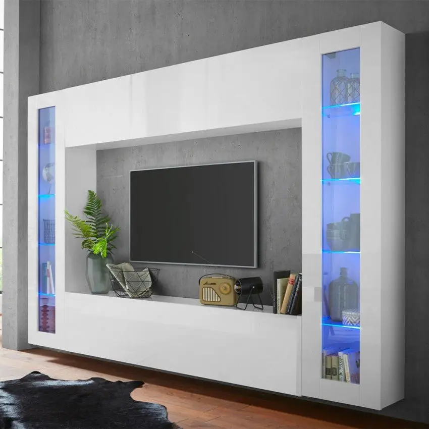 Soggiorno Moderno da 260 cm in Bianco Lucido - MARUSKA - Image 2
