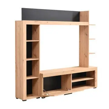 Soggiorno Rubi Rovere Artigiano e Nero - Dimensioni: cm 172,5 x 33 x 157,5 h - Image 3