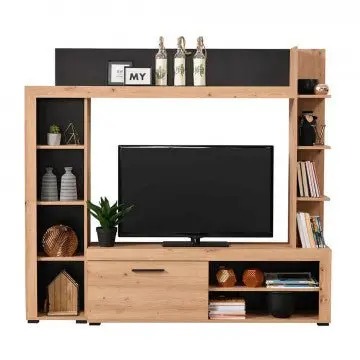 Soggiorno Rubi Rovere Artigiano e Nero - Dimensioni: cm 172,5 x 33 x 157,5 h - Image 5