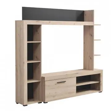 Soggiorno Rubi Rovere Grigio e Nero - Dimensioni: cm 172,5 x 33 x 157,5 h - Image 4