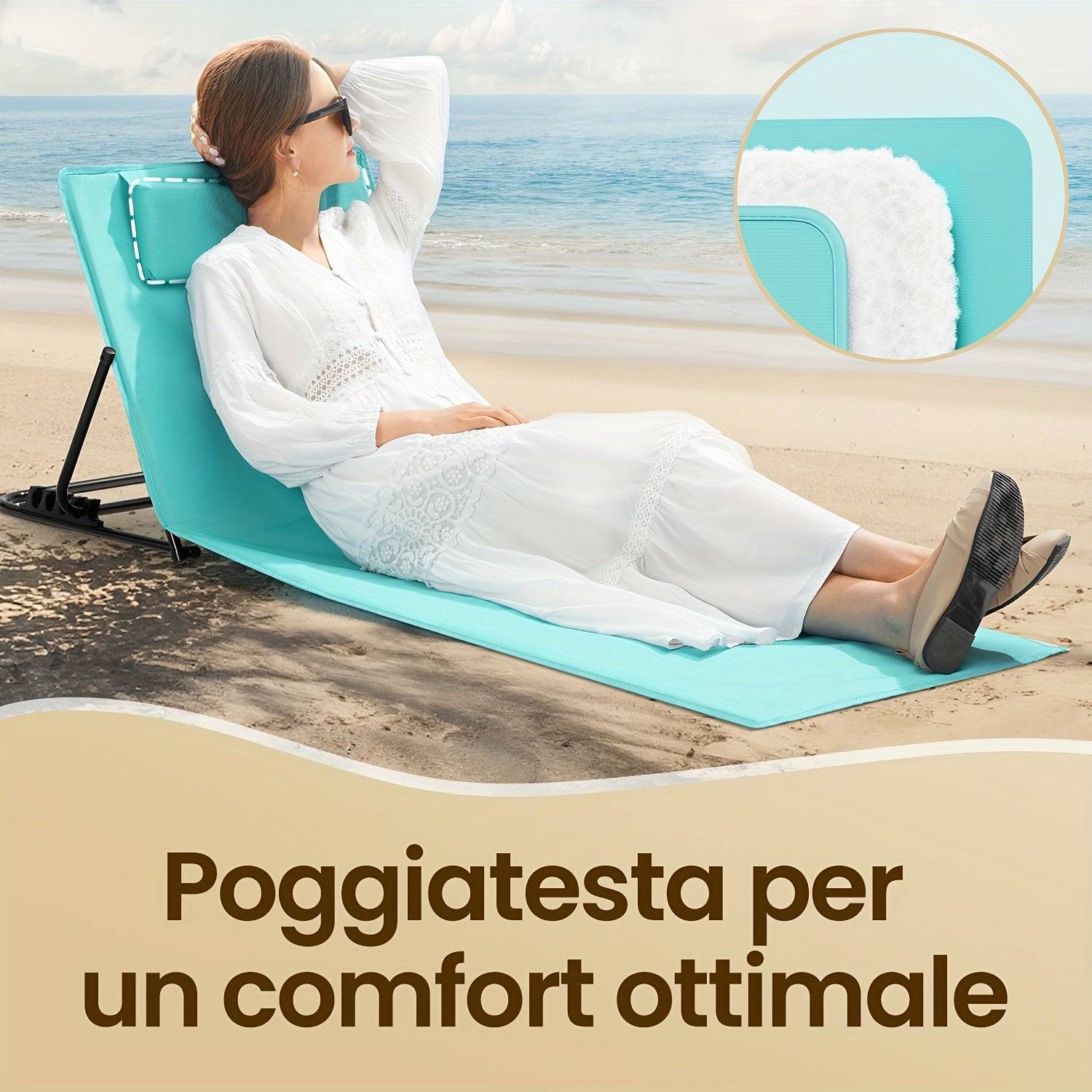 SONGMICS Sdraio Pieghevole Spiaggia Reclinabile 158x55cm Leggera Portatile Campeggio Giardino Piscina - Image 5