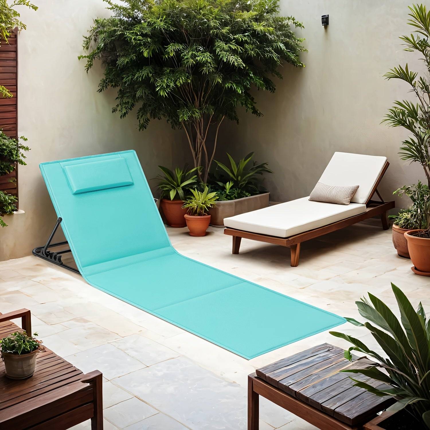 SONGMICS Sdraio Pieghevole Spiaggia Reclinabile 158x55cm Leggera Portatile Campeggio Giardino Piscina - Image 6