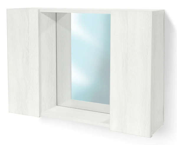 Mobile pensile bagno 60 cm – Specchio e 2 ante, bianco