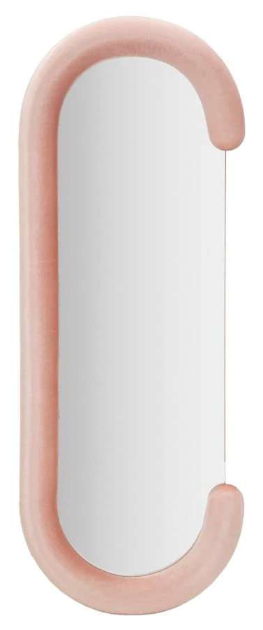 Specchio da parete Chantal in velluto rosa cm 60x7x160