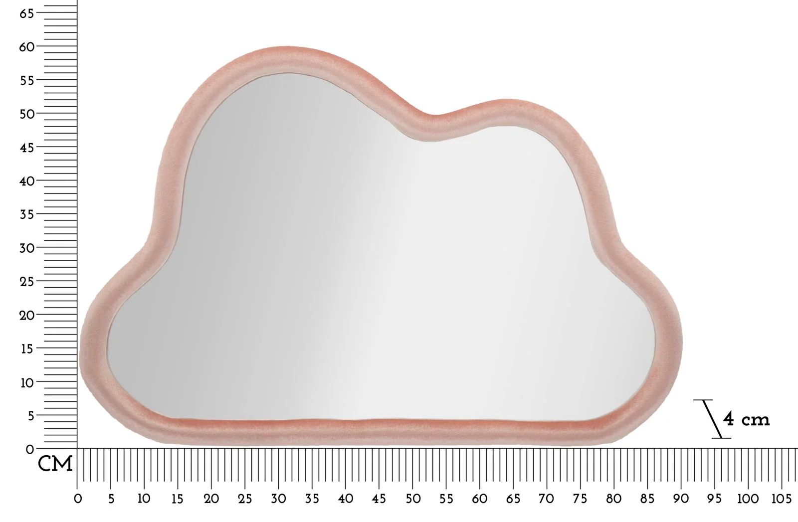 Specchio nuvola in velluto rosa cm 90x4x60 - Image 6