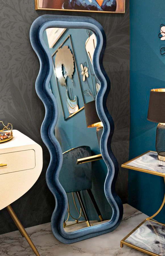Specchio da muro Emily in velluto blu 60x6x160 cm - Eleganza e stile per ogni ambiente - Image 3