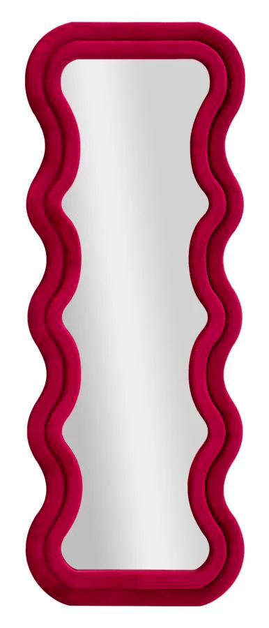 Specchio Da Muro Emily Velluto Fuxia 60X6X160 Elegante