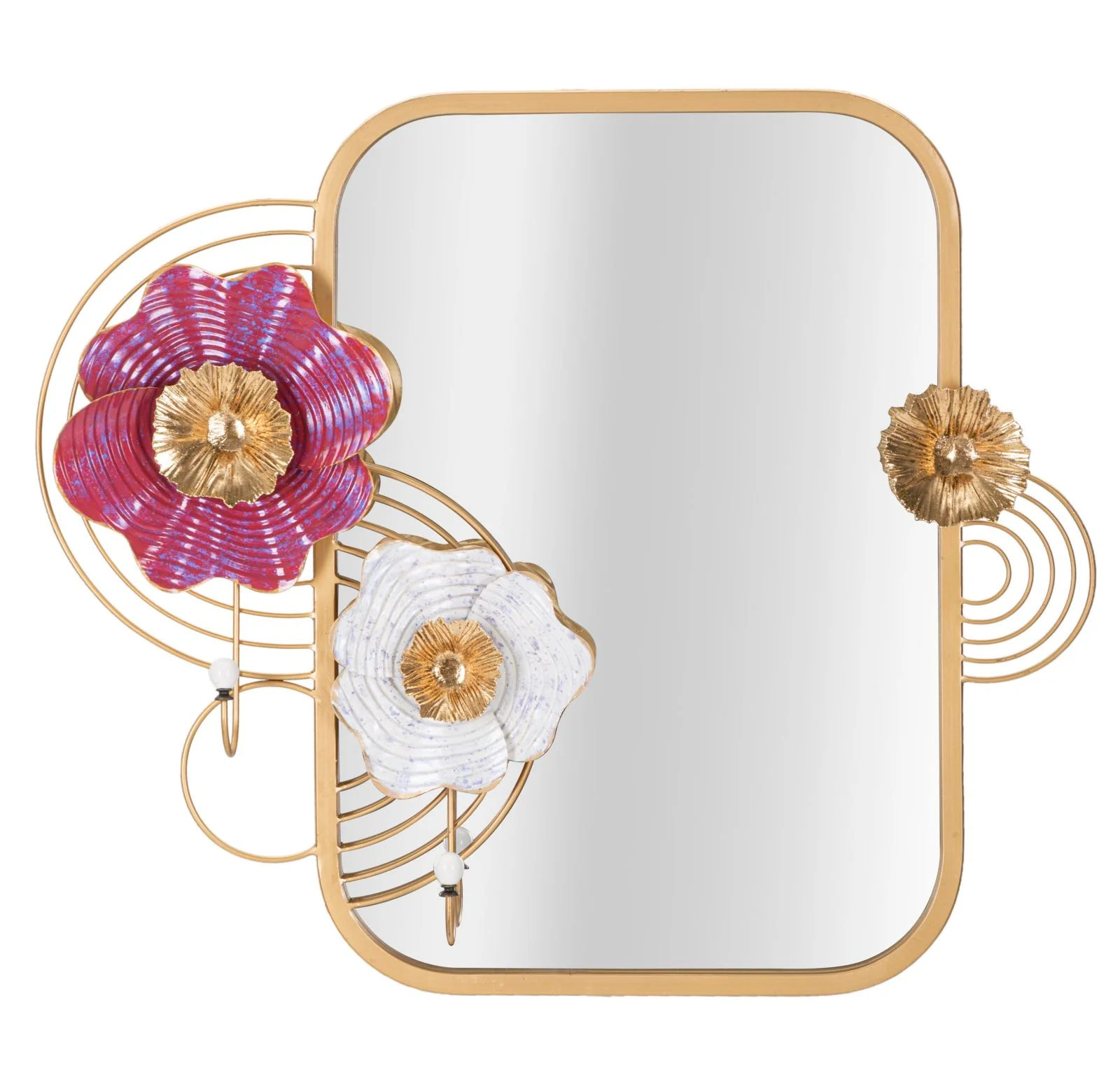 Specchio da parete Lovis 75x9,5x64,1 cm con decorazioni floreali