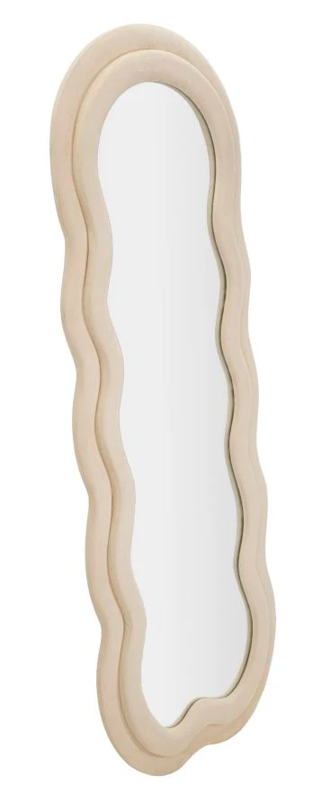 Specchio Murale Elegante Miki in Velluto Crema 60x4x160 cm - Image 2