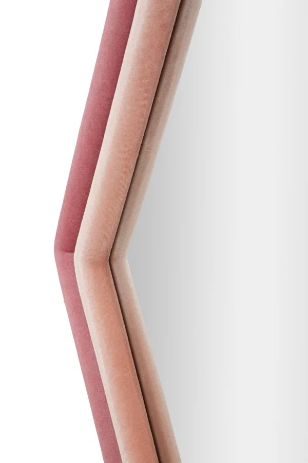 Specchio Esagonale Tony in Velluto Rosa - 75x4x80 cm - Image 3