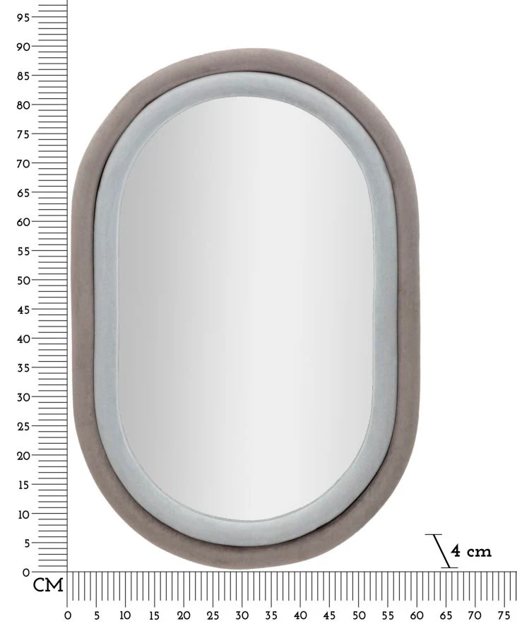 Specchio da Muro Antony in Velluto Grigio di Design Elegante cm 60x4x90 - Image 2