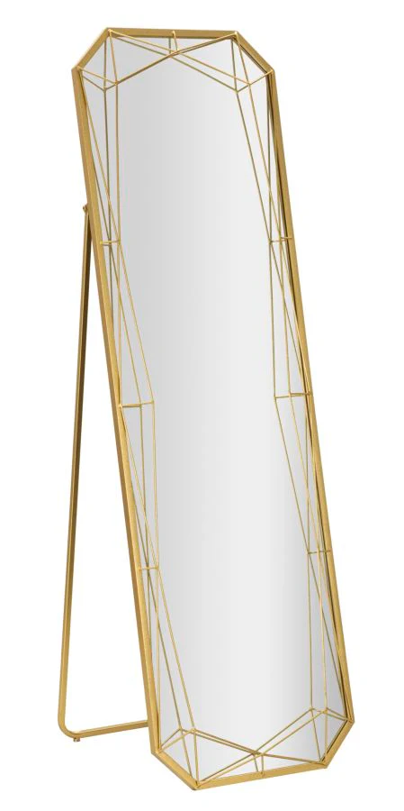 Specchio Da Terra Dorato Intrecciato Misura Specchio 43x150 Cm Design Glamour Elegante