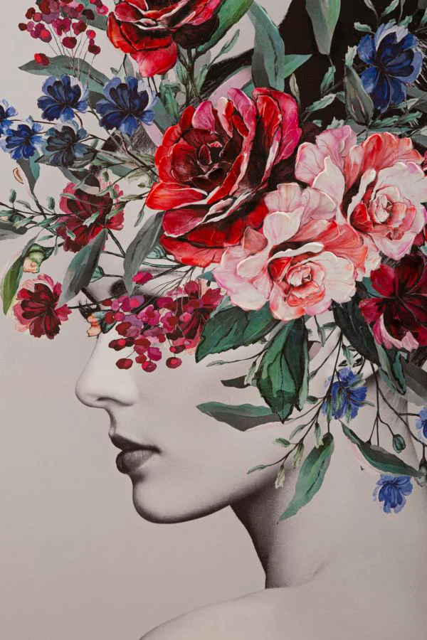 Eleganza Floreale: Stampa Artistica Donna - 80x2,8x120 cm - Image 2