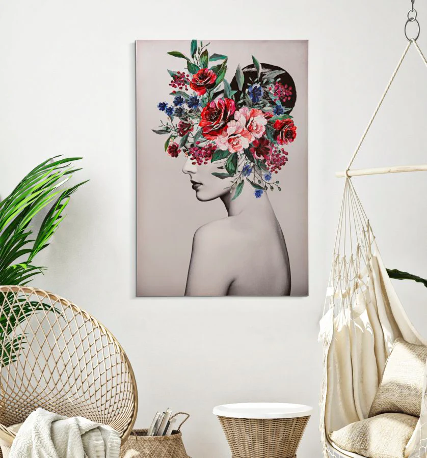 Eleganza Floreale: Stampa Artistica Donna - 80x2,8x120 cm - Image 5