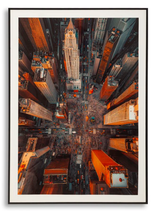 Stampa su tela laccata new york c/cornice cm fir wood, canvas and plastic 7