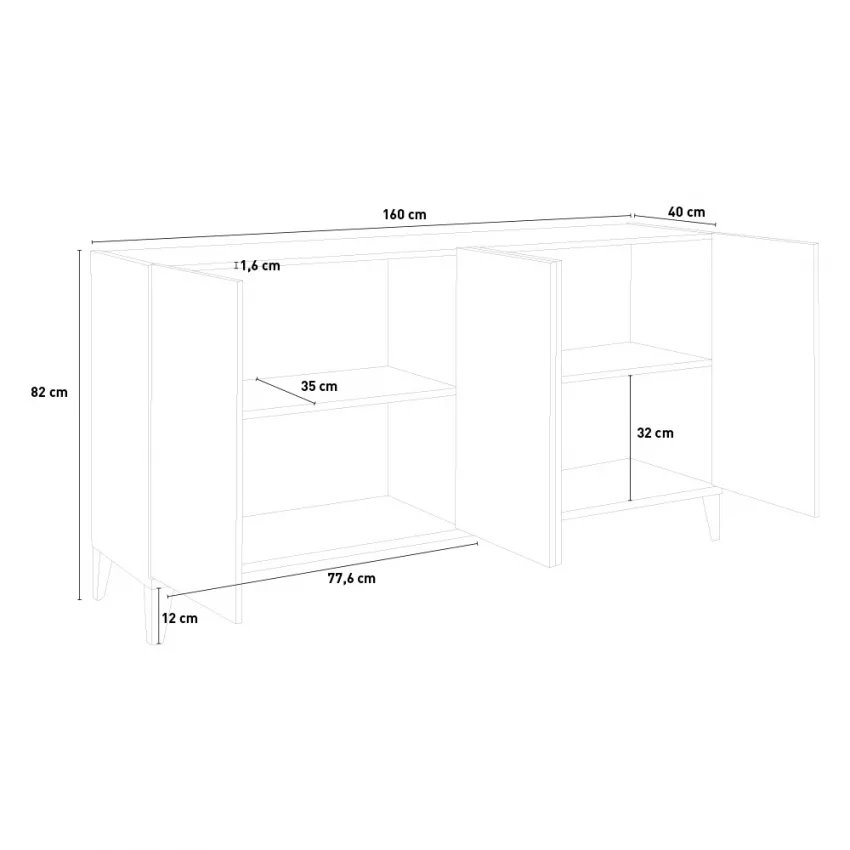 Credenza Moderna a 4 Ante, Design Made in Italy - 160x40x82 cm - Image 5