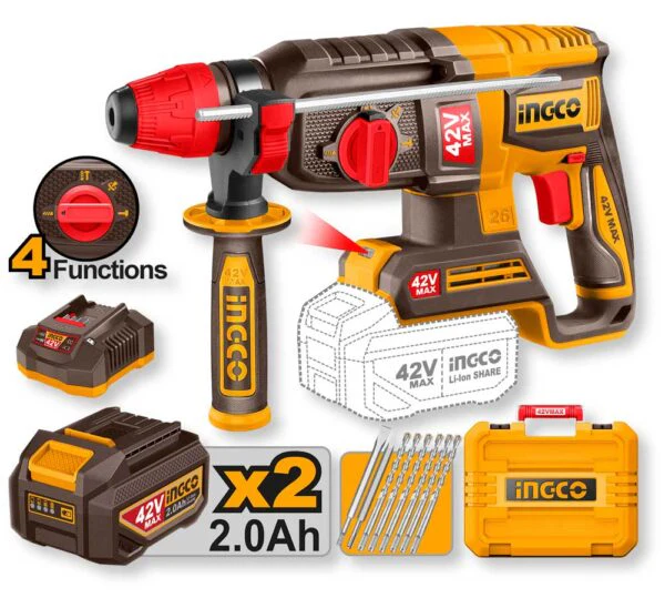Tassellatore/Demolitore a Batteria 42V SDS Plus 2,5J - 2 Batterie 2.0Ah