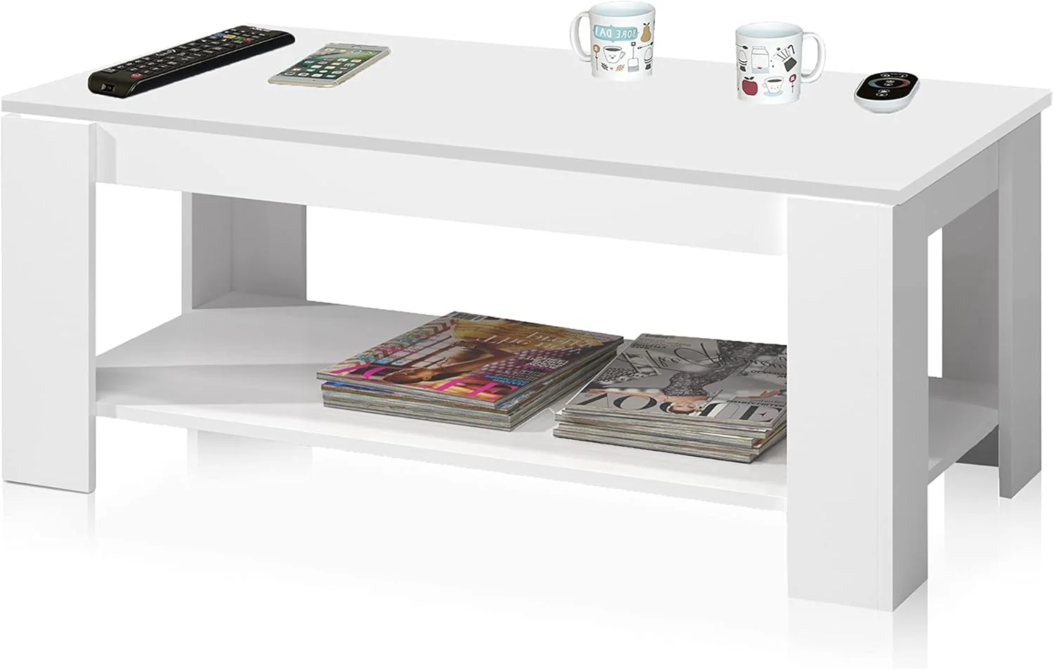 Tavolinetto Apribile Bianco Artik 102x50x43 cm con Spazio Interno - Image 2