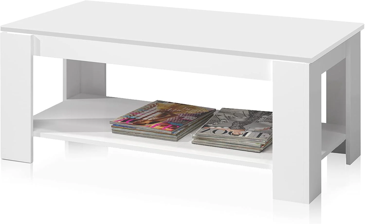 Tavolinetto Apribile Bianco Artik 102x50x43 cm con Spazio Interno - Image 4