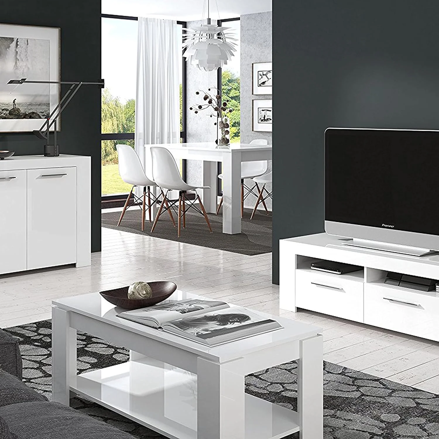 Tavolinetto Apribile Bianco Artik 102x50x43 cm con Spazio Interno - Image 5