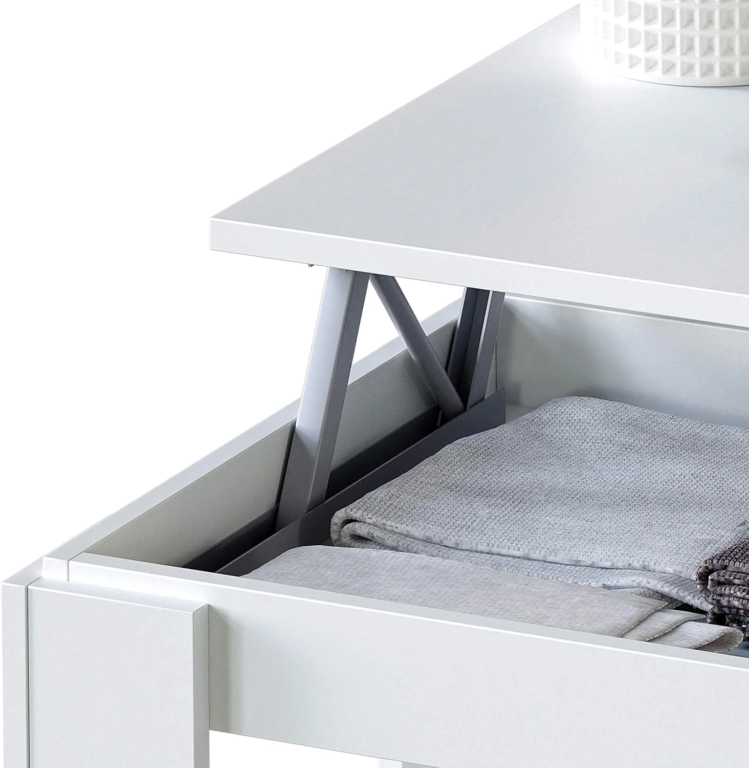 Tavolinetto Apribile Bianco Artik 102x50x43 cm con Spazio Interno - Image 6