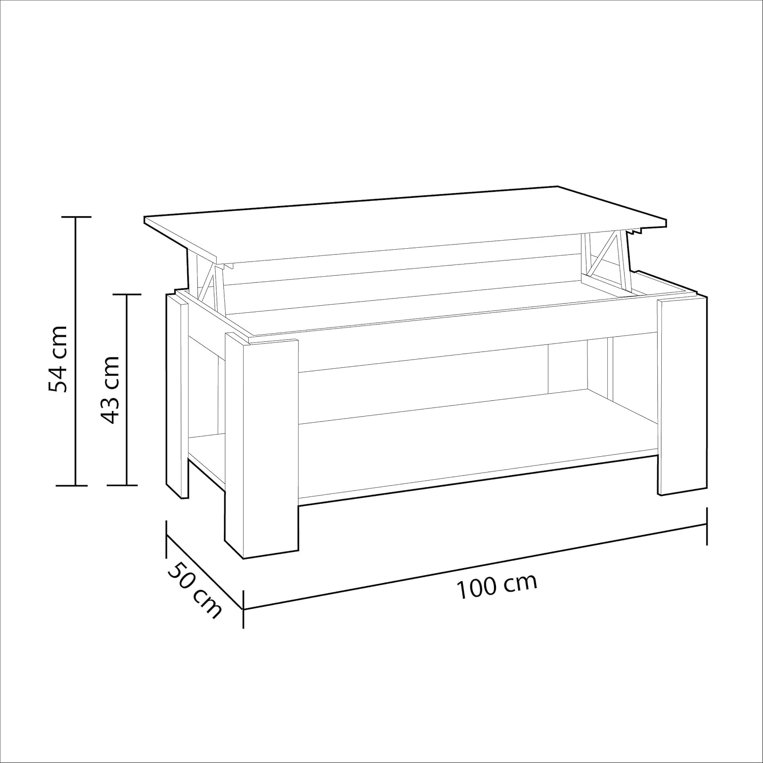 Tavolinetto Apribile Bianco Artik 102x50x43 cm con Spazio Interno - Image 7