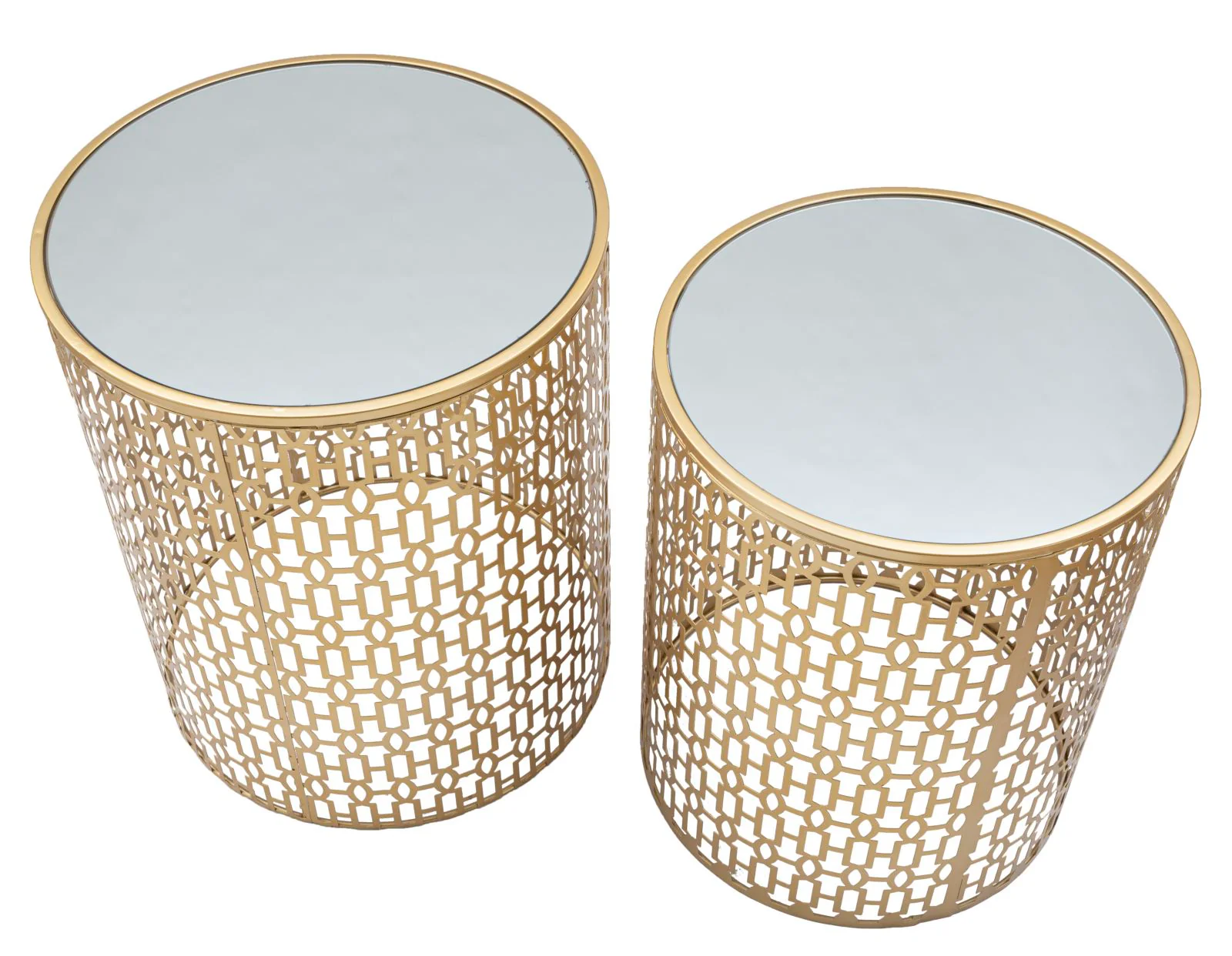 Coppia di Tavolinetti Oblin Eleganti cm ø 41x50-37,5x47 - Image 2