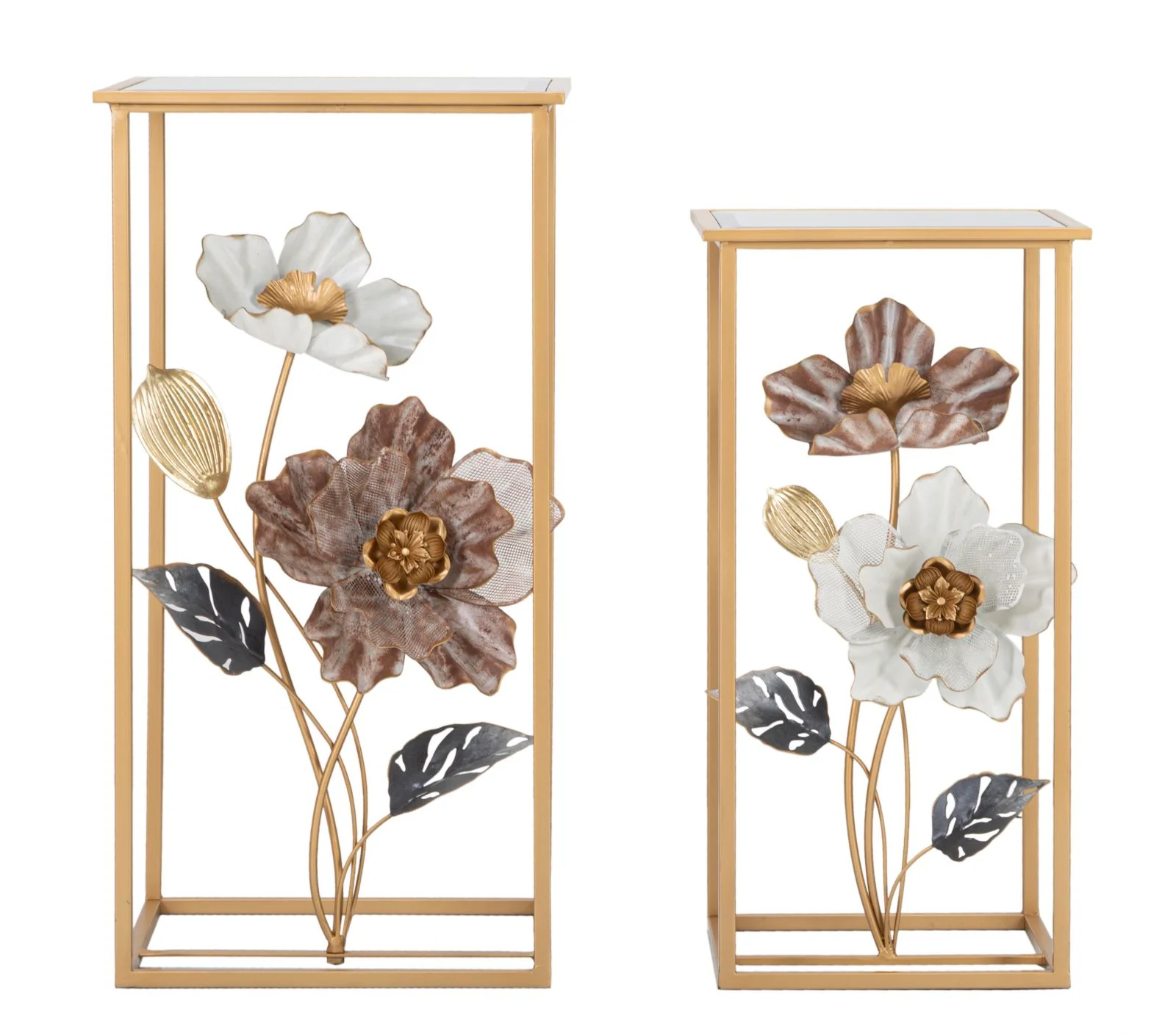 Coppia di Tavolini Flower Eleganti cm 36x36x70 e 30x30x60 - Image 4