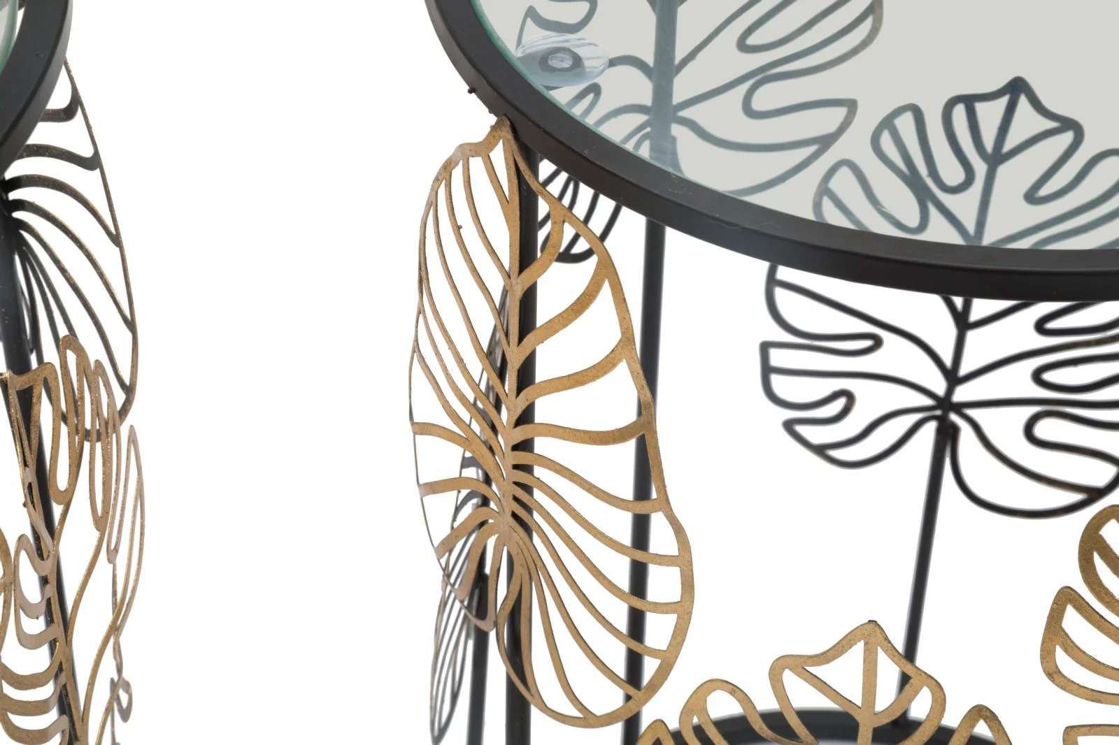 Tavolini Glam con Foglie Eleganti - Set di 2 cm ø 38x55-33x50 - Image 4