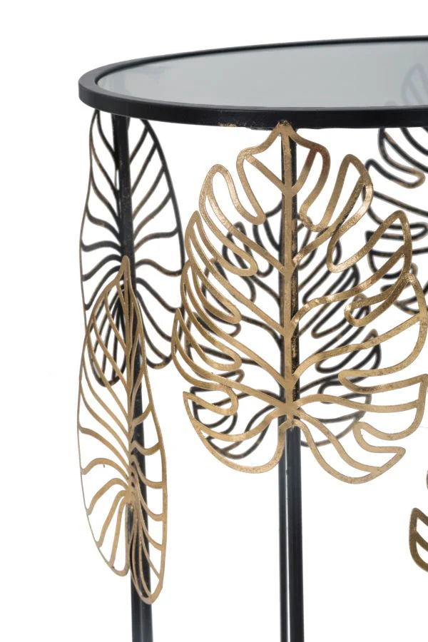 Tavolini Glam con Foglie Eleganti - Set di 2 cm ø 38x55-33x50 - Image 5