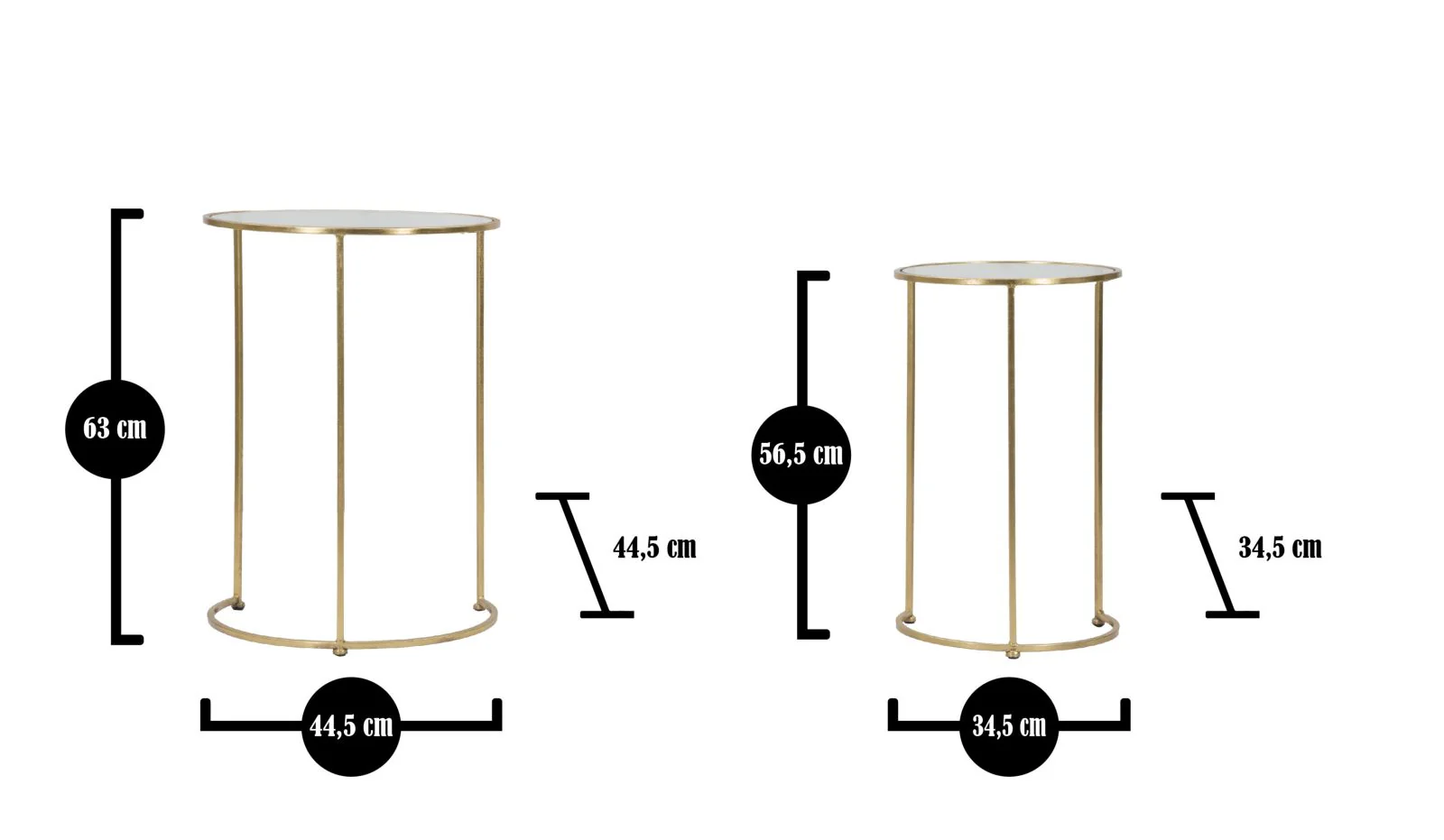 Tavolini Glam Simply: Eleganza e Versatilità in Coppia Ø 44,5 cm - Image 7