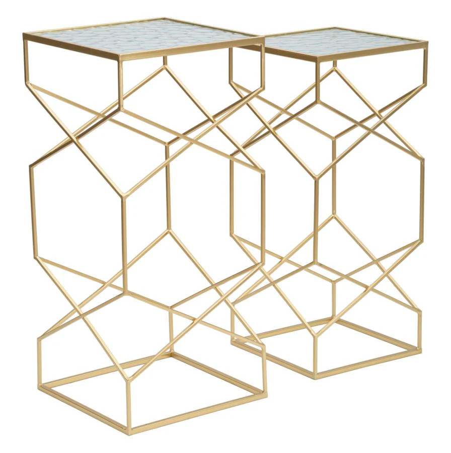 Tavolini Glassy Eleganti in Coppia cm 31,5x31,5x68 e 28x28x64 - Image 4