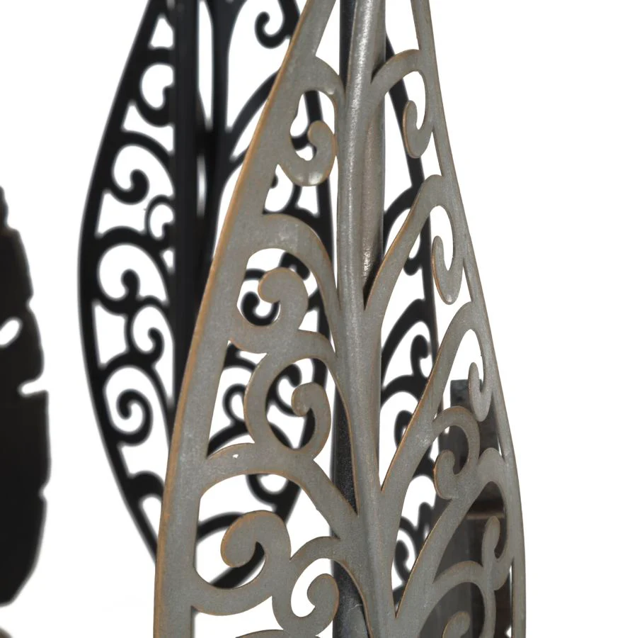 Coppia di Tavolinetti in Ferro e Legno con Decorazioni Fogliare cm 38x55-33x50 - Image 4