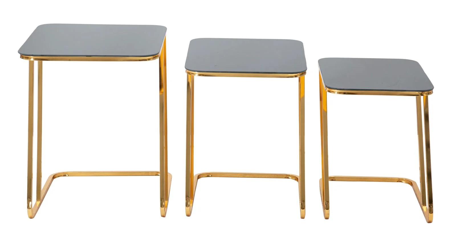 Set di 3 Tavolini Eleganti in Vetro e Metallo dorato - Image 2