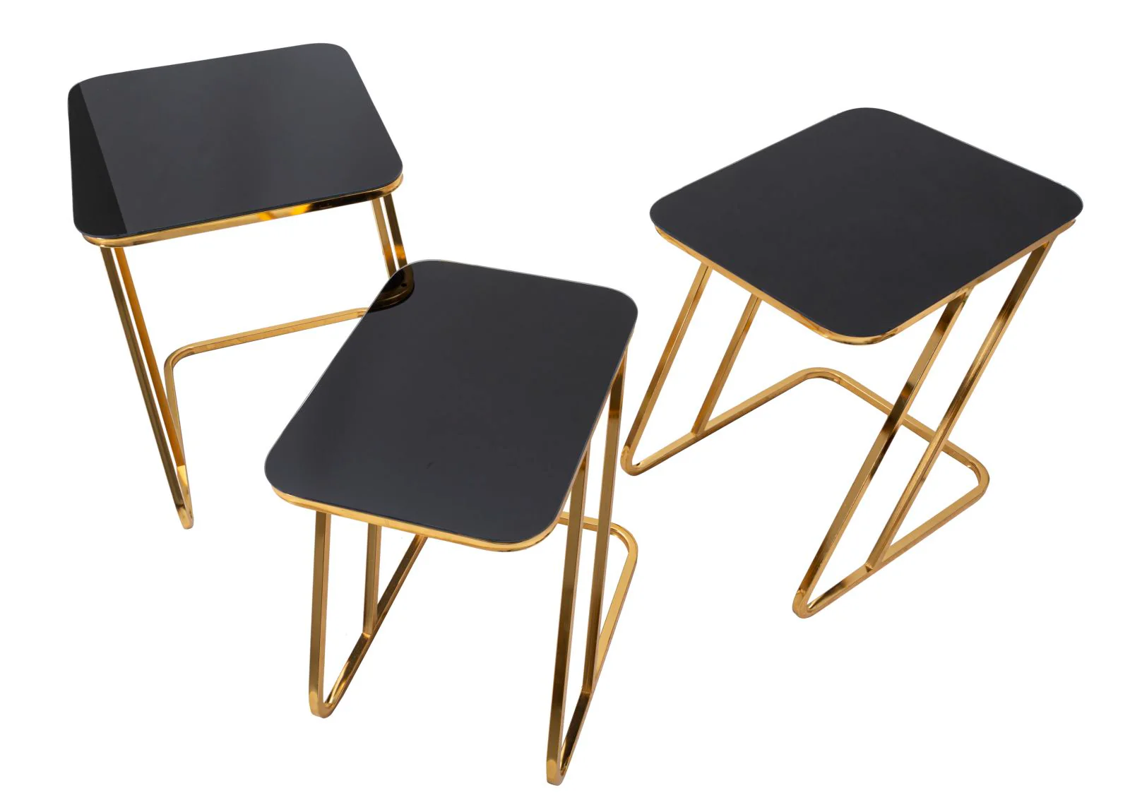 Set di 3 Tavolini Eleganti in Vetro e Metallo dorato - Image 3