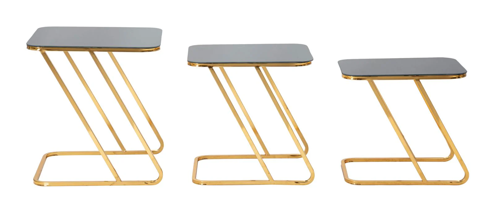 Set di 3 Tavolini Eleganti in Vetro e Metallo dorato - Image 4